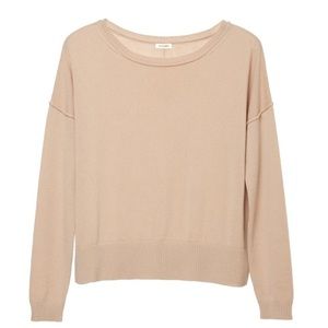 Cuyana tan boatneck cashmere and wool sweater